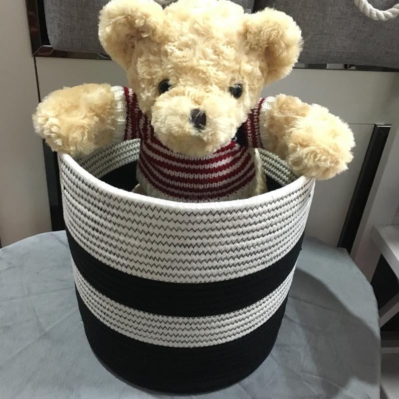 Cotton String Woven Portable Storage Basket Customized Clothes and Toys Cotton String Baskets Foreign Trade Foldable Laundry Basket Storage Basket