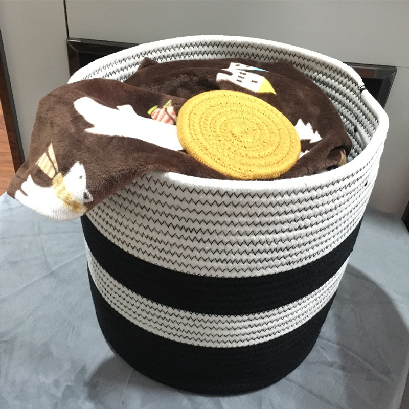 Cotton String Woven Portable Storage Basket Customized Clothes and Toys Cotton String Baskets Foreign Trade Foldable Laundry Basket Storage Basket Cotton String Woven Portable Storage Basket Customized Clothes and Toys Cotton String Baskets Foreign Trade Foldable Laundry Basket Storage Basket