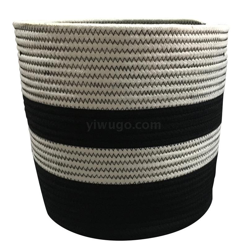 Cotton String Woven Portable Storage Basket Customized Clothes and Toys Cotton String Baskets Foreign Trade Foldable Laundry Basket Storage Basket