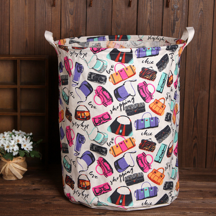 Cotton and Linen Oversized Storage Basket Laundry Basket Folding Dirty Laundry Waterproof Toy Sundries Container Fabric Home Laundry Baskets