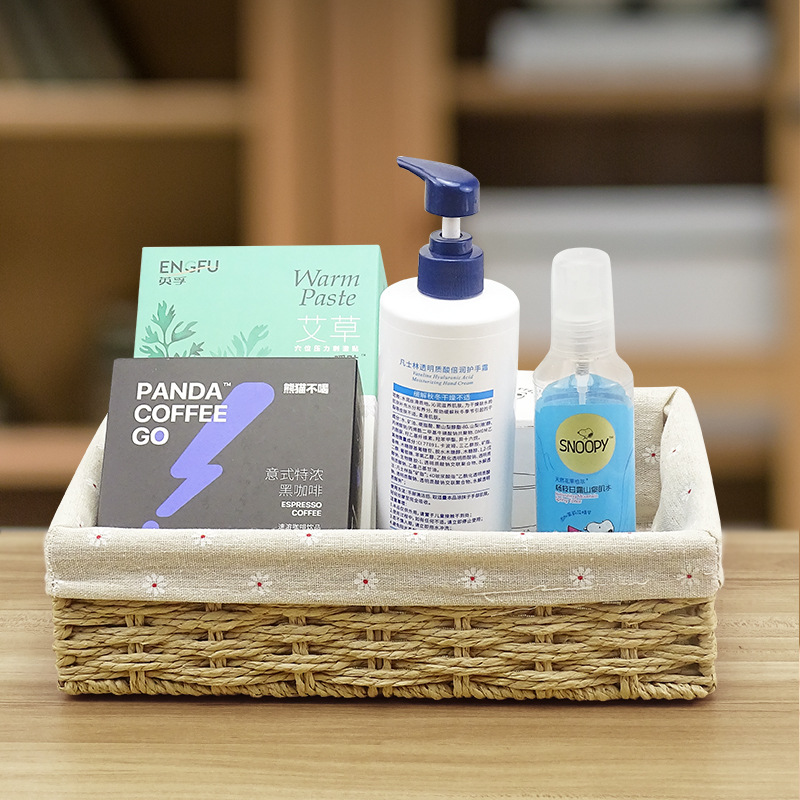 Rattan Storage Paper String Baskets Household Woven Storage Basket Desktop Sundries Organizer Storage Snack Storage Box Sundries Basket