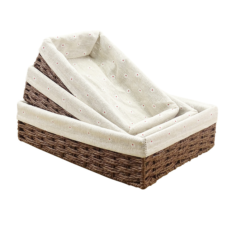 Rattan Storage Paper String Baskets Household Woven Storage Basket Desktop Sundries Organizer Storage Snack Storage Box Sundries Basket