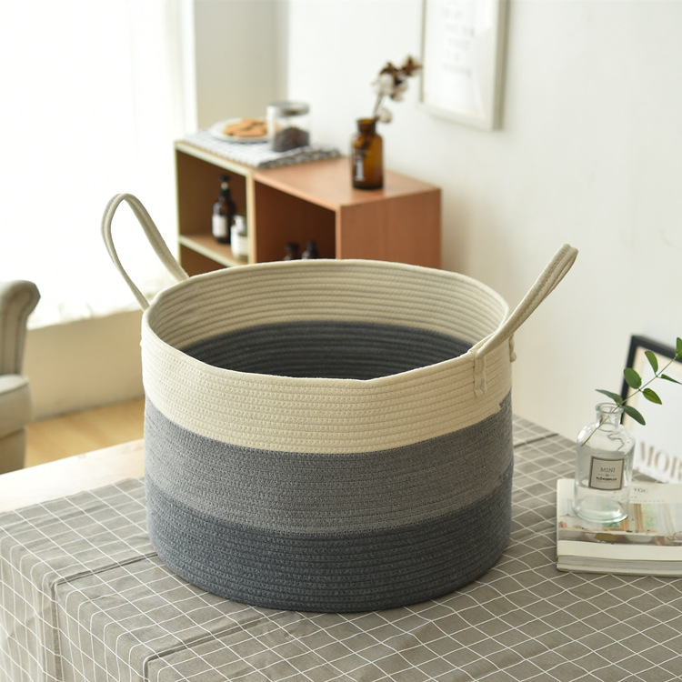 European and American Direct Supply Cotton Cord Storage Basket Manufacturers Direct Supply Cross-Border Cotton String Baskets Toy Sundries Dirty Clothes Storage Basket
