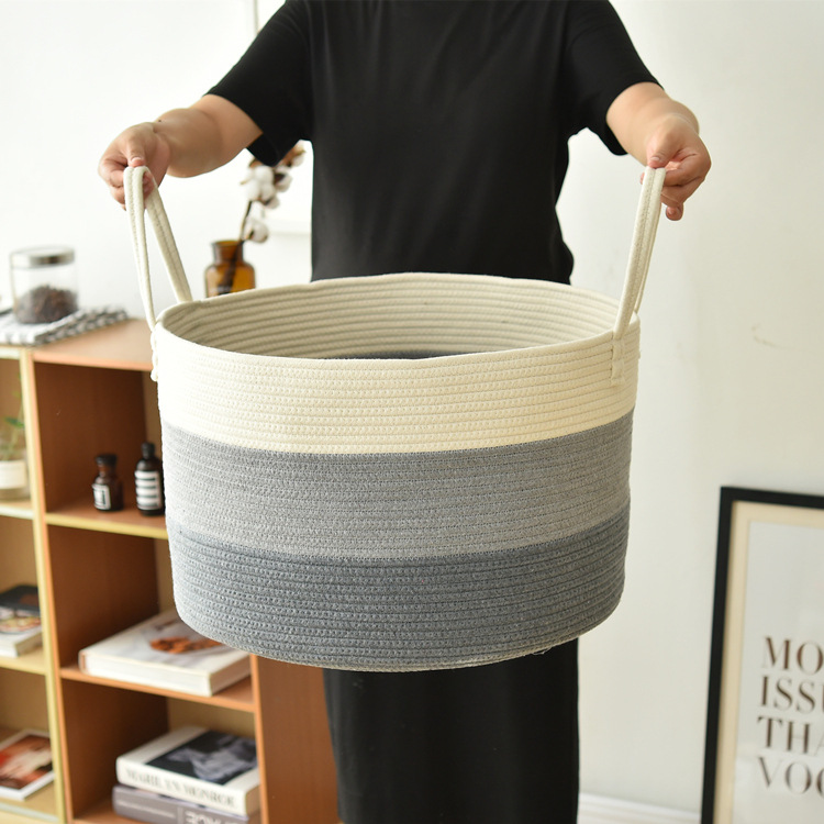 European and American Direct Supply Cotton Cord Storage Basket Manufacturers Direct Supply Cross-Border Cotton String Baskets Toy Sundries Dirty Clothes Storage Basket