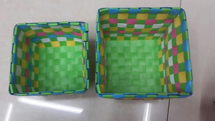 Factory Outlet-style Two Piece Set square color packaging strapping hand-woven storage baskets Factory Outlet-style Two Piece Set square color packaging strapping hand-woven storage baskets