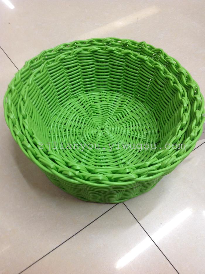 Hand-knit two piece plate crafts PP pipe plastic woven baskets storage baskets woven basket