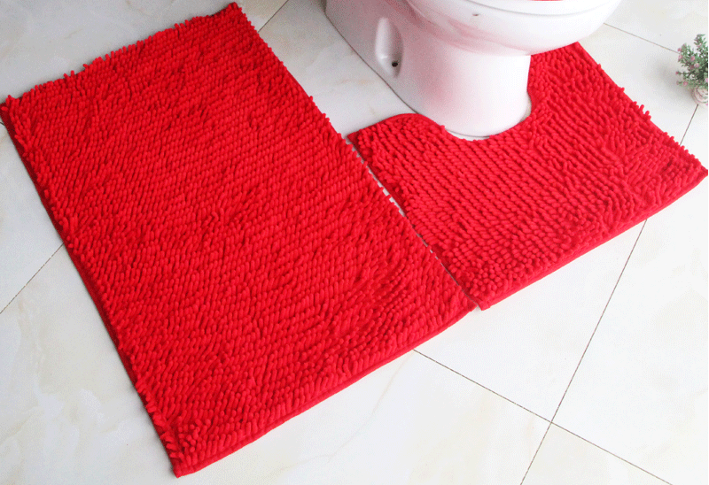 Cross-Border Bathroom Set Chenille Three-Piece Set Toilet Floor Mat Carpet Absorbent PVC Non-Slip Mat