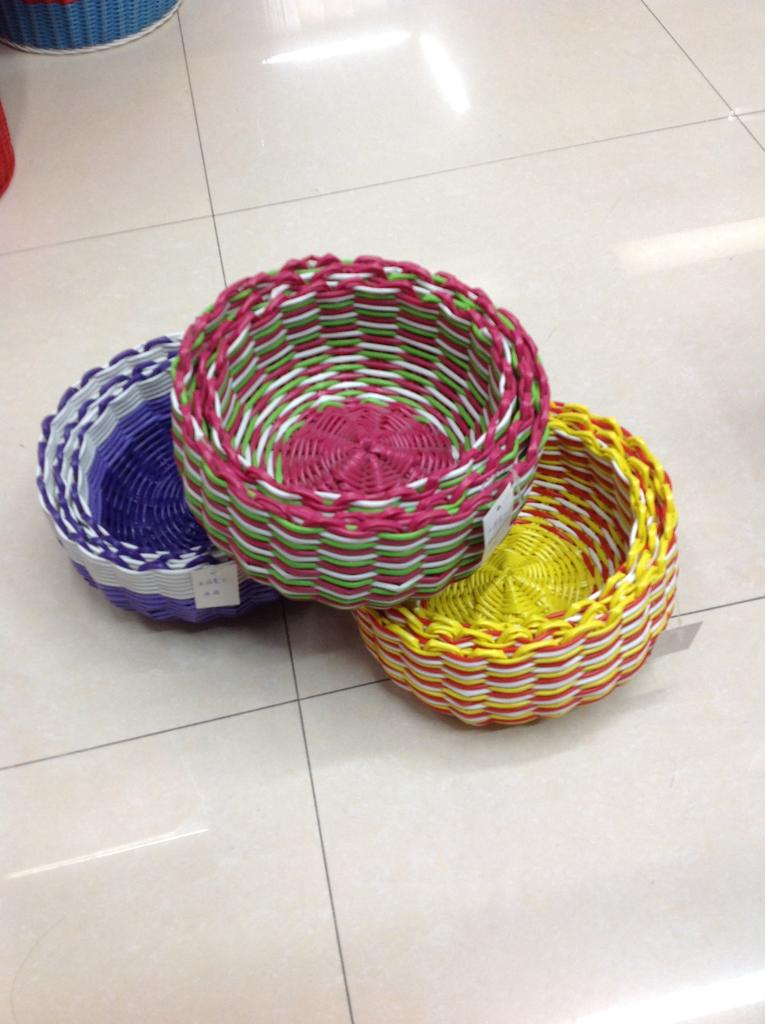 Hand-made three-piece box of PP tubes woven baskets storage baskets woven baskets handmade