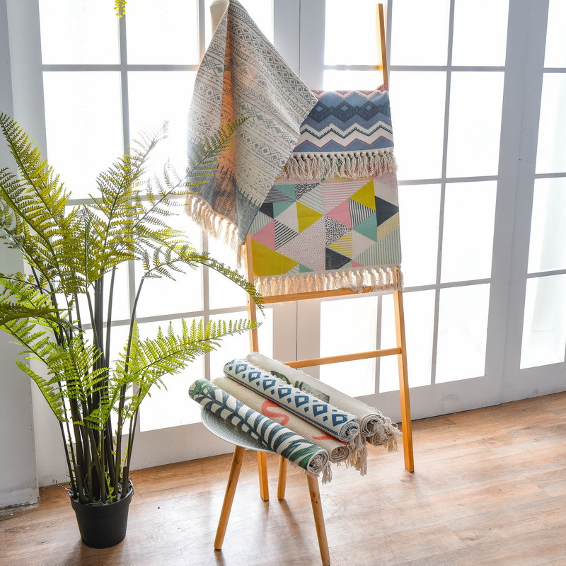 Cross-Border Ins Nordic Carpet Living Room Modern Minimalist Bedroom Bedside Tassel Cotton Braided Floor Mat Machine Washable Cross-Border Ins Nordic Carpet Living Room Modern Minimalist Bedroom Bedside Tassel Cotton Braided Floor Mat Machine Washable