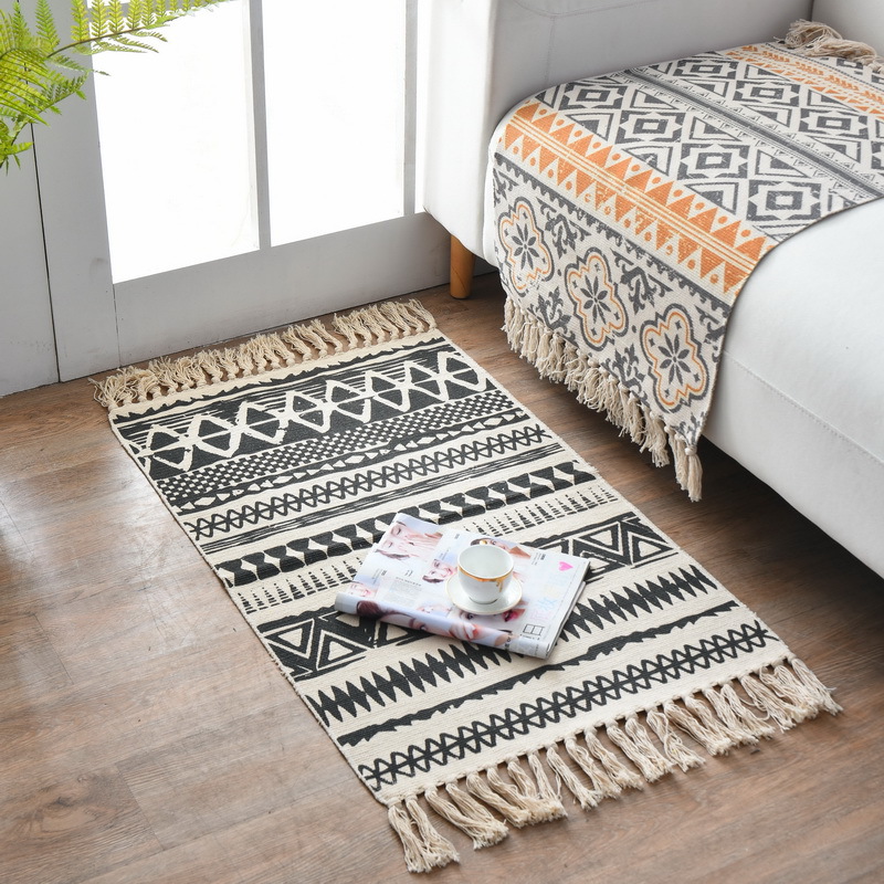 Cross-Border Ins Nordic Carpet Living Room Modern Minimalist Bedroom Bedside Tassel Cotton Braided Floor Mat Machine Washable Cross-Border Ins Nordic Carpet Living Room Modern Minimalist Bedroom Bedside Tassel Cotton Braided Floor Mat Machine Washable