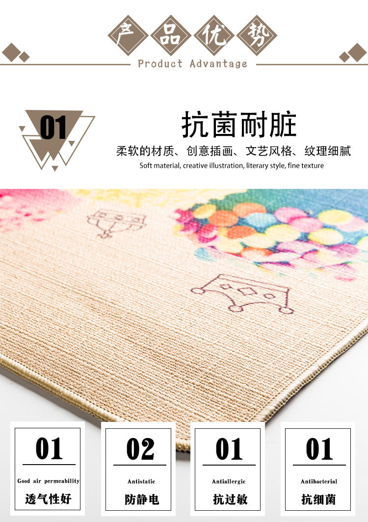 Linen Carpet Floor Mat Door Mat Kitchen and Bedroom Non-Slip Rubber Household Foot Mat Bathroom Doorway Absorbent Pads