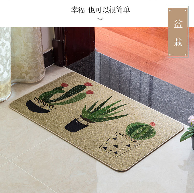 Linen Carpet Floor Mat Door Mat Kitchen and Bedroom Non-Slip Rubber Household Foot Mat Bathroom Doorway Absorbent Pads