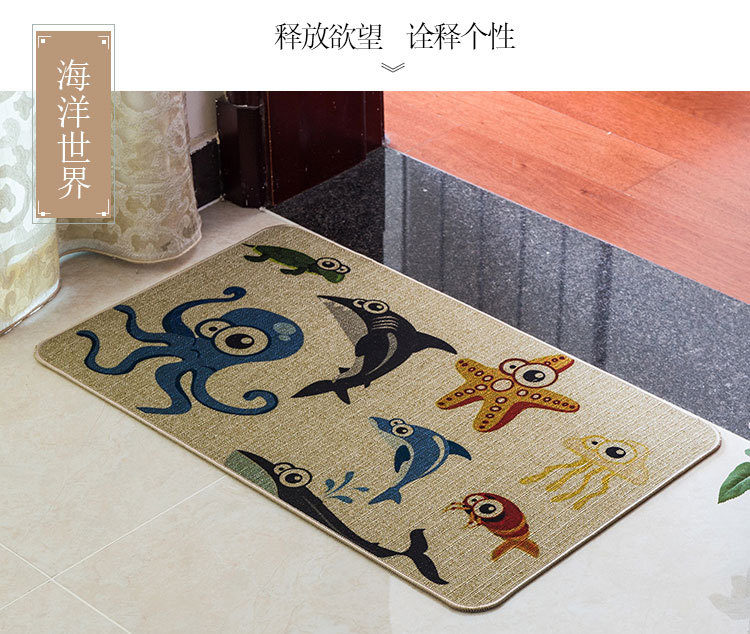 Linen Carpet Floor Mat Door Mat Kitchen and Bedroom Non-Slip Rubber Household Foot Mat Bathroom Doorway Absorbent Pads