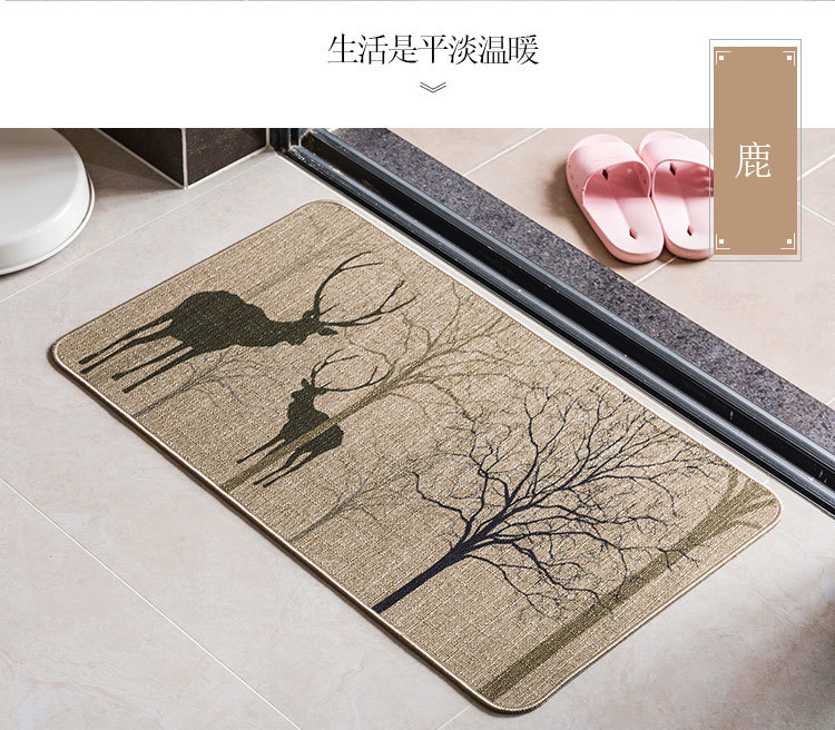 Linen Carpet Floor Mat Door Mat Kitchen and Bedroom Non-Slip Rubber Household Foot Mat Bathroom Doorway Absorbent Pads