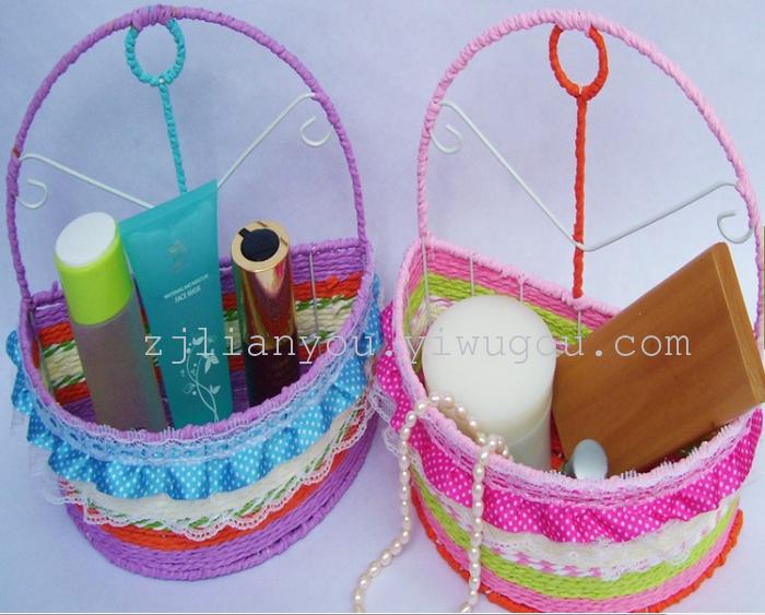 Produced from European environmental protection fashion hot sale lace half-moon shaped storage baskets