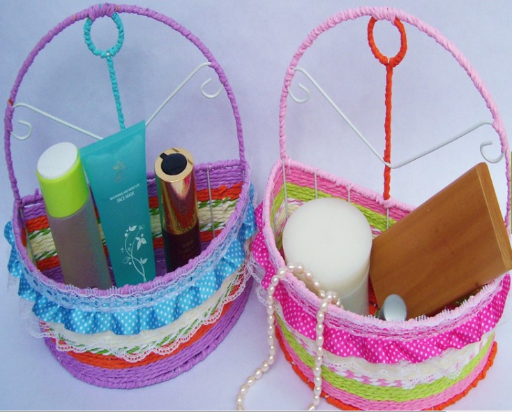 Produced from European environmental protection fashion hot sale lace half-moon shaped storage baskets