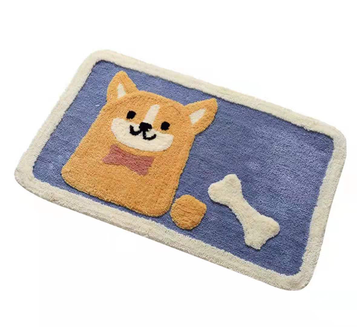 Jietai Cartoon Akita Flocking Carpet Floor Mat Household Bathroom Entrance Bathroom Non-Slip Mat Absorbent Floor Mat