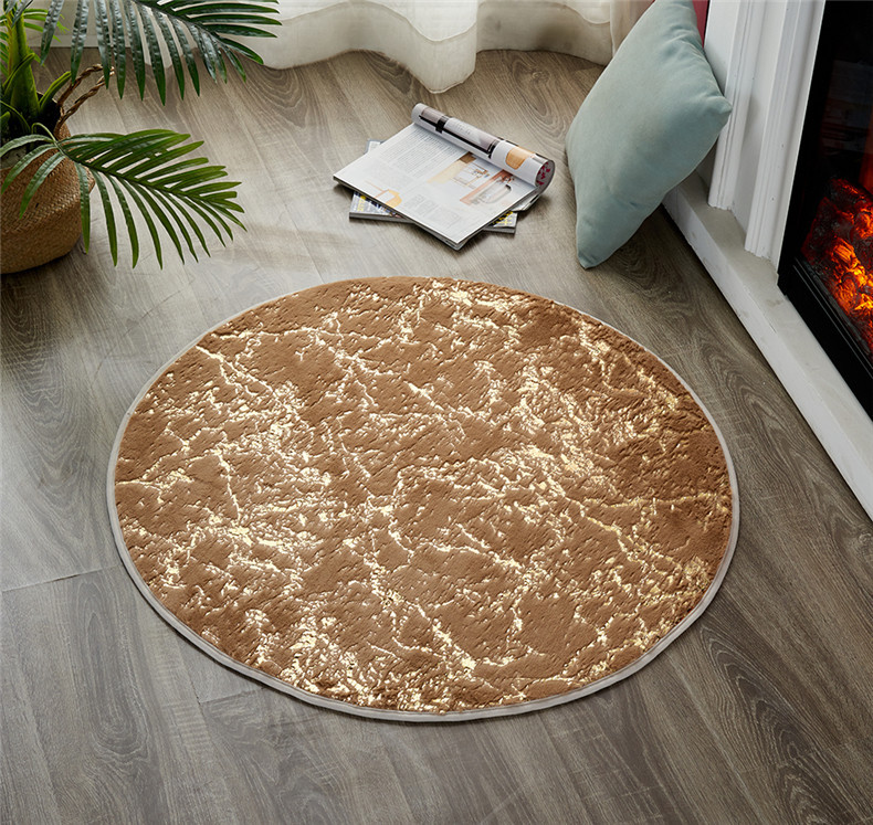 Round Imitation Rabbit Fur Bronzing Carpet Bathroom Non-Slip Floor Mat Living Room Bedroom Game Mat Child Play Mat Carpet