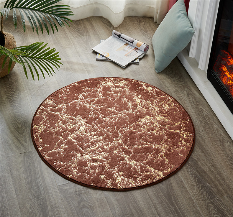 Round Imitation Rabbit Fur Bronzing Carpet Bathroom Non-Slip Floor Mat Living Room Bedroom Game Mat Child Play Mat Carpet