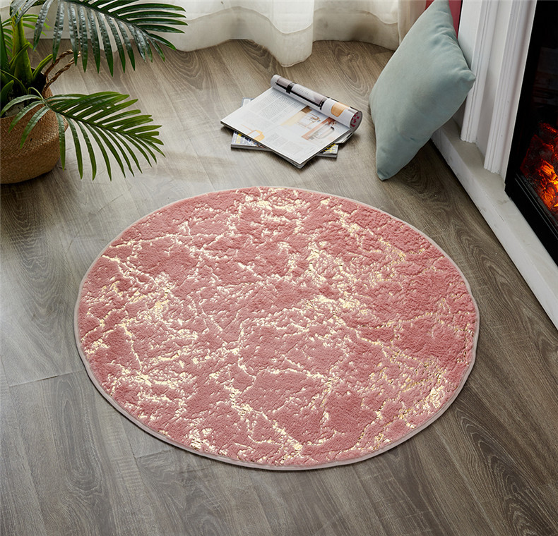 Round Imitation Rabbit Fur Bronzing Carpet Bathroom Non-Slip Floor Mat Living Room Bedroom Game Mat Child Play Mat Carpet
