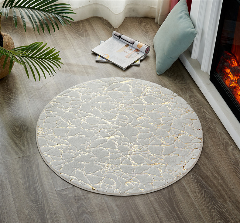 Round Imitation Rabbit Fur Bronzing Carpet Bathroom Non-Slip Floor Mat Living Room Bedroom Game Mat Child Play Mat Carpet