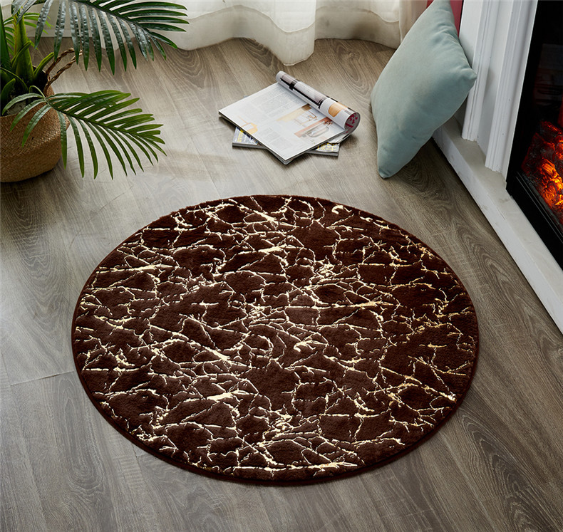 Round Imitation Rabbit Fur Bronzing Carpet Bathroom Non-Slip Floor Mat Living Room Bedroom Game Mat Child Play Mat Carpet