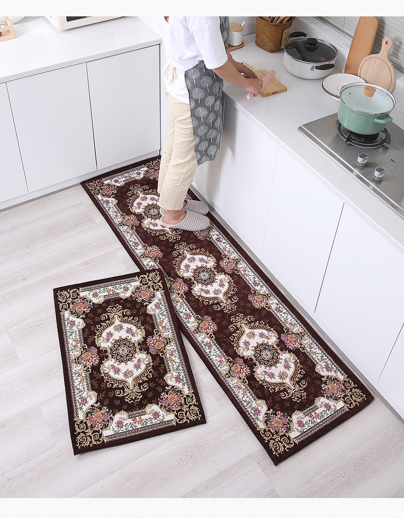 New Jacquard Floor Mat Carpet Kitchen Stain-Resistant and Oil-Proof Floor Mat Set Retro European Non-Slip Carpet Wholesale New Jacquard Floor Mat Carpet Kitchen Stain-Resistant and Oil-Proof Floor Mat Set Retro European Non-Slip Carpet Wholesale