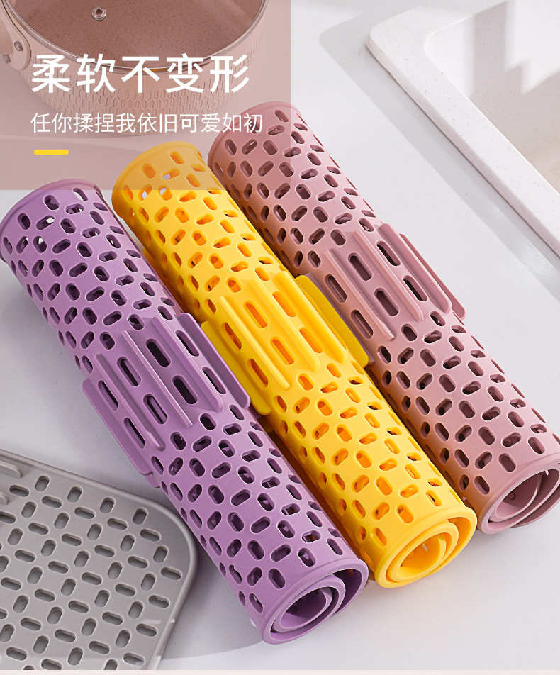 Large Card Position Silicone Multi-Purpose Water Draining Pad Kitchen Sink Protective Anti-Scratches Pad Sundries Filter Screen Non-Slip Insulation Mat