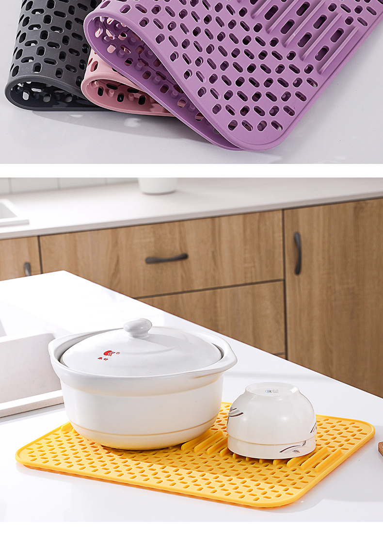 Large Card Position Silicone Multi-Purpose Water Draining Pad Kitchen Sink Protective Anti-Scratches Pad Sundries Filter Screen Non-Slip Insulation Mat