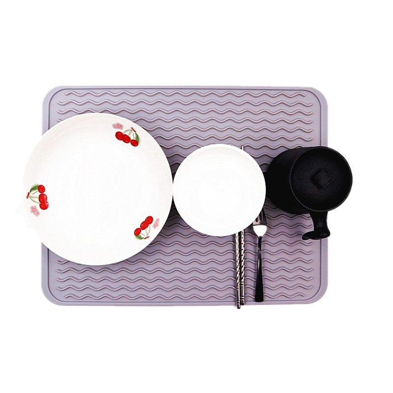 Factory Spot Wave-Shaped Hot 40*30 Large Silicone Draining Pad Multi-Functional Anti-Scald Thermal Pad Placemat