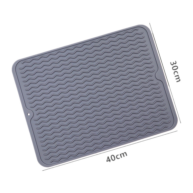Factory Spot Wave-Shaped Hot 40*30 Large Silicone Draining Pad Multi-Functional Anti-Scald Thermal Pad Placemat