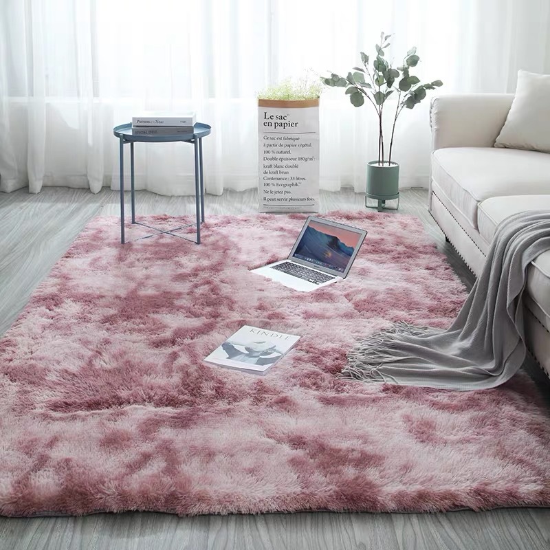 Jie Tai Tie-Dye Gradient Long Velvet Carpet Living Room Coffee Table Pad Bedside Washable Full-Bed Bedroom Nordic Ins