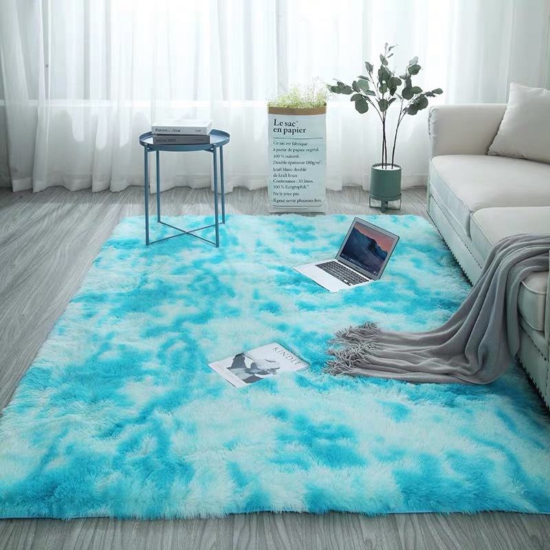 Jie Tai Tie-Dye Gradient Long Velvet Carpet Living Room Coffee Table Pad Bedside Washable Full-Bed Bedroom Nordic Ins