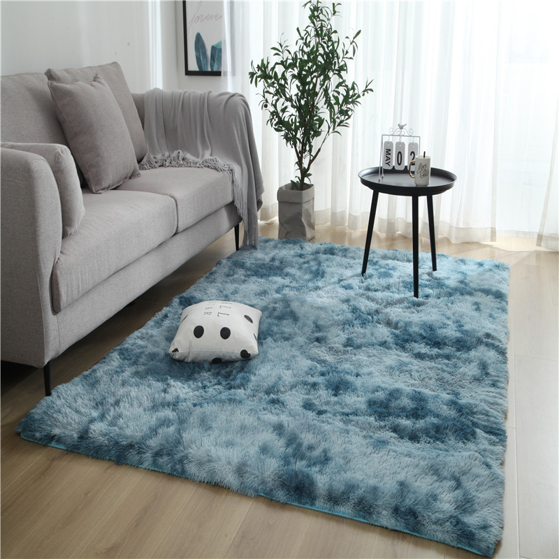 Jie Tai Tie-Dye Gradient Long Velvet Carpet Living Room Coffee Table Pad Bedside Washable Full-Bed Bedroom Nordic Ins