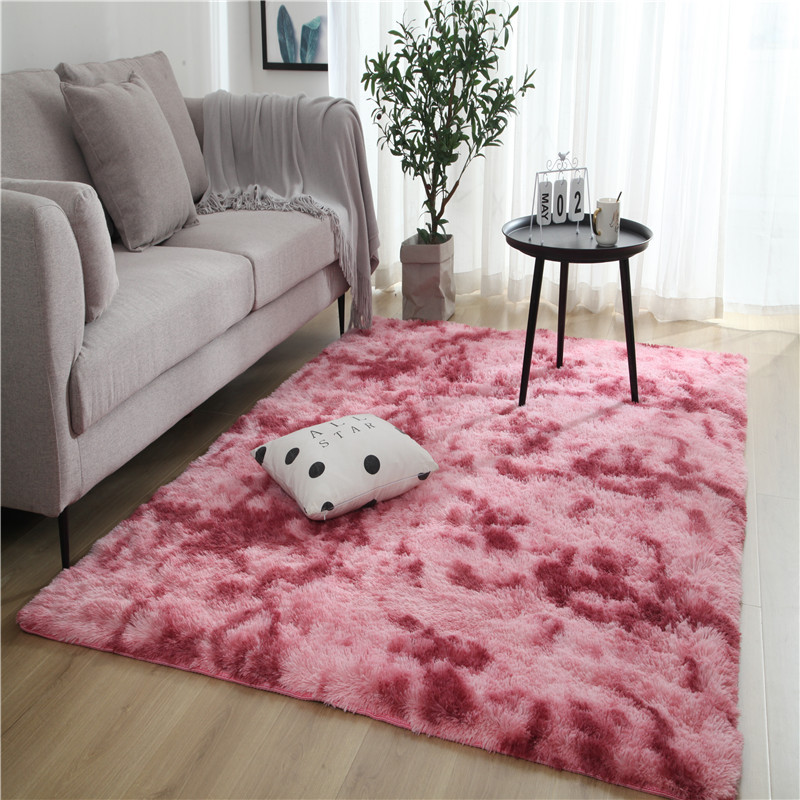 Jie Tai Tie-Dye Gradient Long Velvet Carpet Living Room Coffee Table Pad Bedside Washable Full-Bed Bedroom Nordic Ins