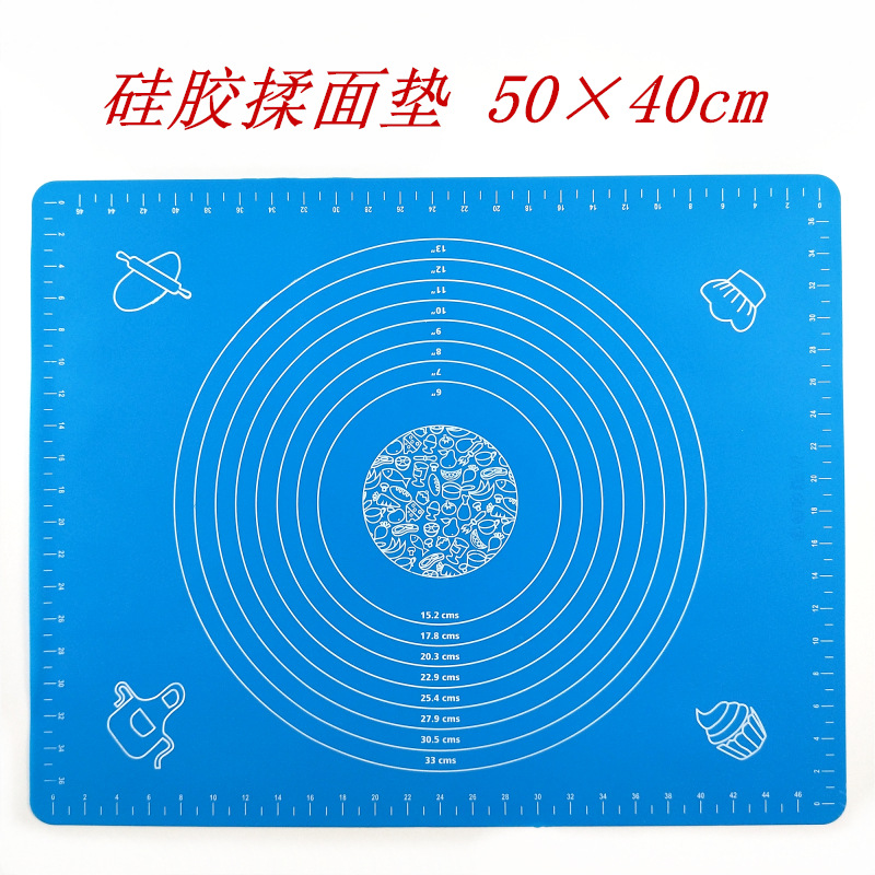 Household Kitchen Thick and High Temperature Resistant Silicone Dough Kneading 50*40 Scale Chopping Board Dough Rolling Pad Baking Tool Set