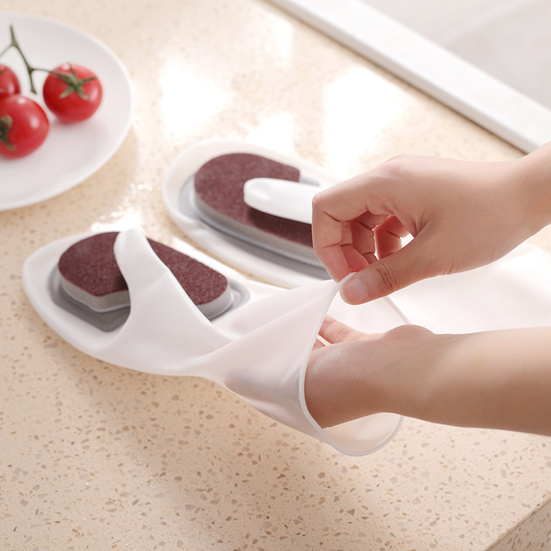 Tiktok Household Bowl Washing Gloves Artifact Foundation Brush Cleaning Non-Slip Kitchen Waterproof Silicone Dishwashing Decontamination Scouring Pad