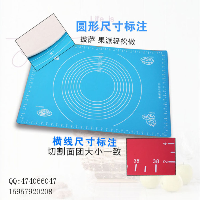 40x60 thicker silicone pad kneading surface pad and face pad non-stick case with strip scale