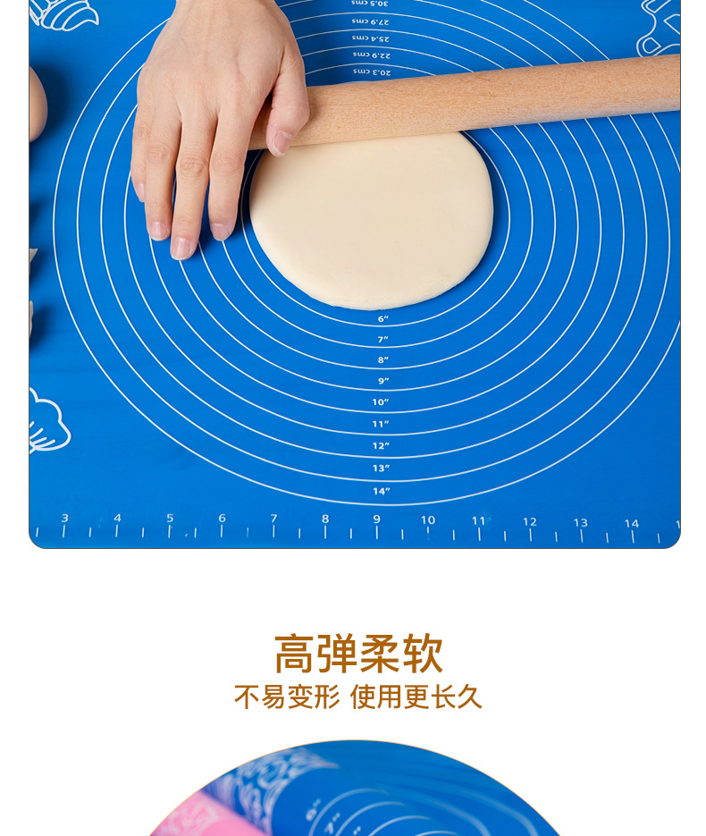 Factory Direct Sales Baking Case Silicone Dough Kneading Large and Small Sizes Kneading Dough Rolling Pad Non-Stick High Temperature Resistant with Scale