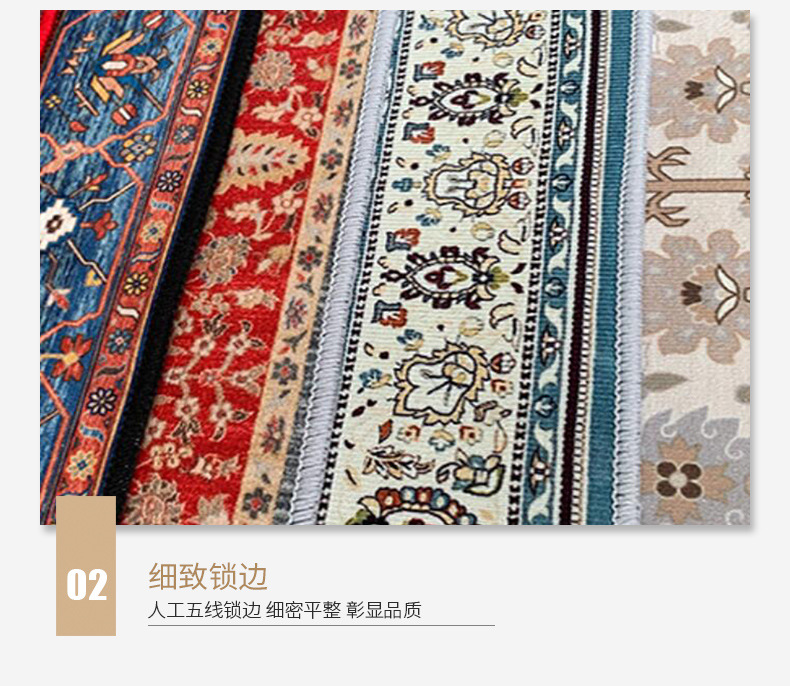 Turkish Living Room Carpet Bedroom Persian American Country Retro Floor Mat Table Carpet Non-Slip Bedside Blanket Wholesale