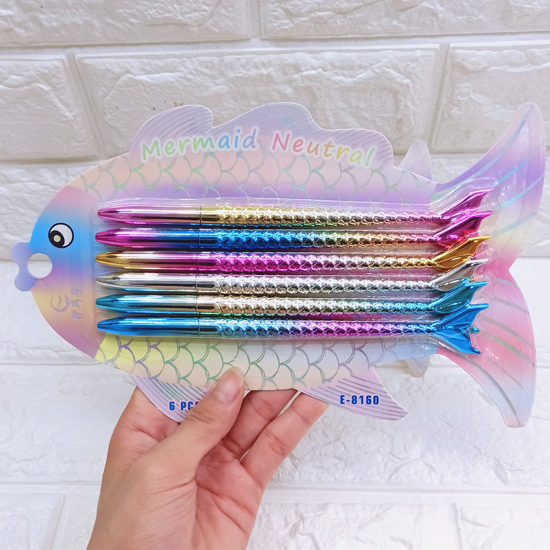 Korean-Style Creative Laser Cool Crayon Mermaid Highlight Stick 6-Color Fish Powder Crayon Fluorescent Pen Flash Pen Award Korean-Style Creative Laser Cool Crayon Mermaid Highlight Stick 6-Color Fish Powder Crayon Fluorescent Pen Flash Pen Award