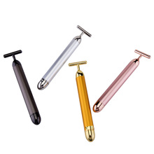 New ThreeinOne Natural Jade Pink Crystal Roller Facial Jade Massage Instrument Electric Massage Stick