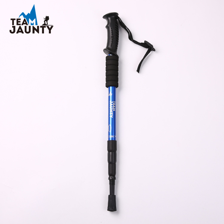 Outdoor Travel 6061 Four Straight Handle Alpenstock High Strength Hiking Climbing Cane Walking Stick for the Elderly Spo