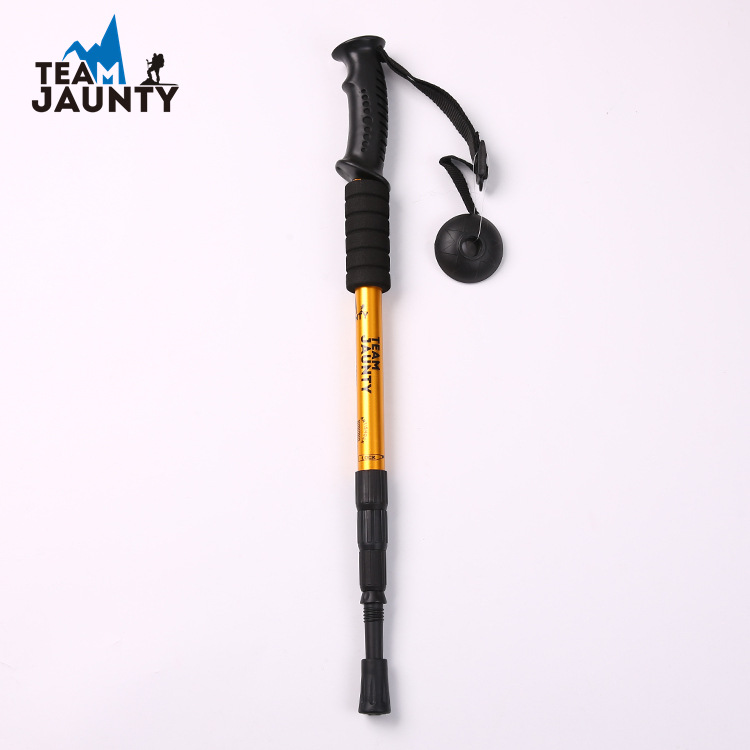 Outdoor Travel 6061 Four Straight Handle Alpenstock High Strength Hiking Climbing Cane Walking Stick for the Elderly Spo