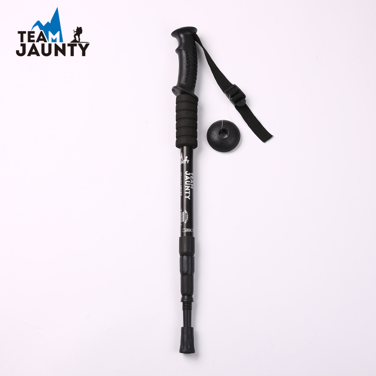 Outdoor Travel 6061 Four Straight Handle Alpenstock High Strength Hiking Climbing Cane Walking Stick for the Elderly Spo
