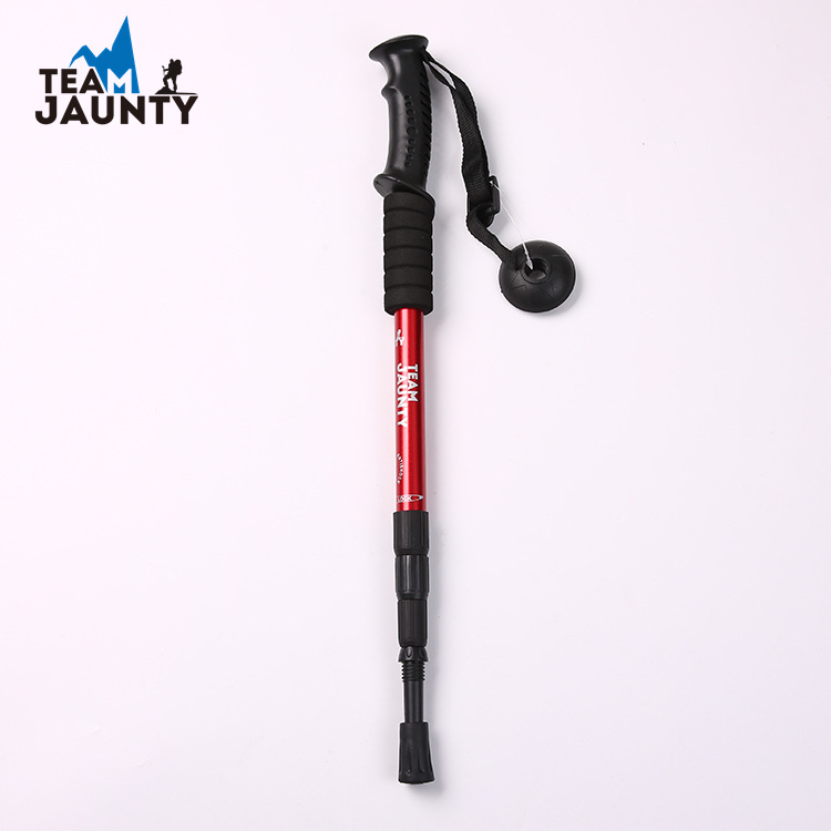 Outdoor Travel 6061 Four Straight Handle Alpenstock High Strength Hiking Climbing Cane Walking Stick for the Elderly Spo