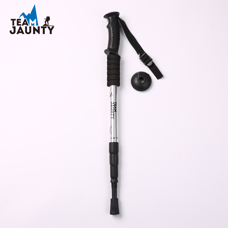 Outdoor Travel 6061 Four Straight Handle Alpenstock High Strength Hiking Climbing Cane Walking Stick for the Elderly Spo