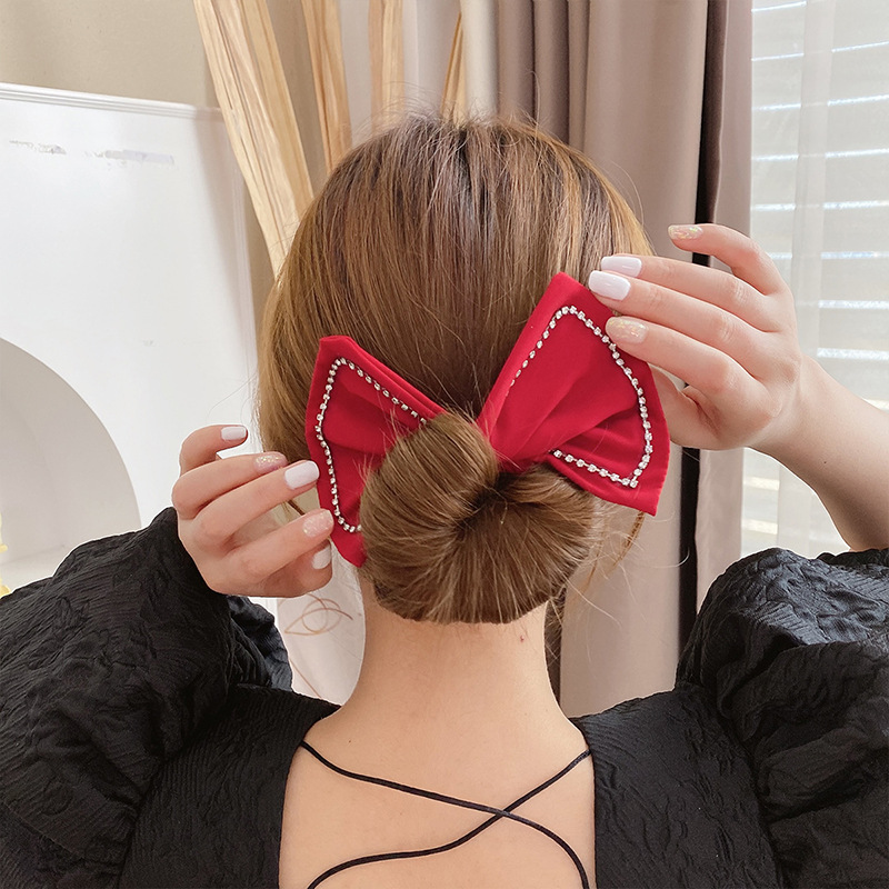 Diamond Hair Band Korean Style Lazy Magic Twist Stick Peach Heart Hair Rope Back Head Simple Hair Clip Hair Accessories