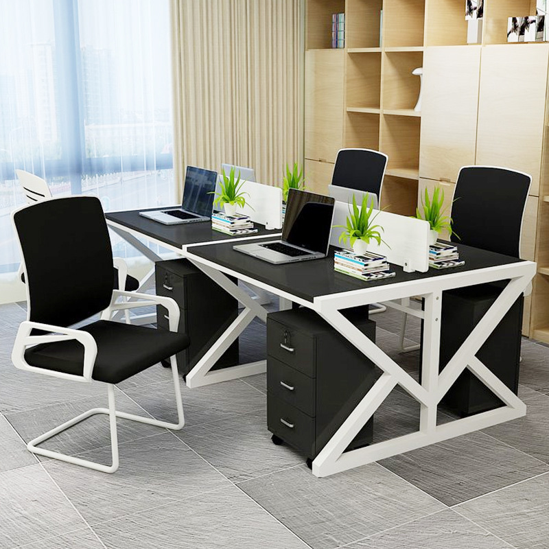 Staff Desk Four-Seat Computer Desk Office Furniture Conference Table Card Holder Simple Modern Desk Combination