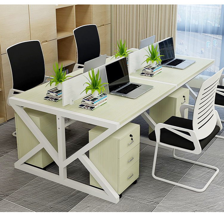 Staff Desk Four-Seat Computer Desk Office Furniture Conference Table Card Holder Simple Modern Desk Combination